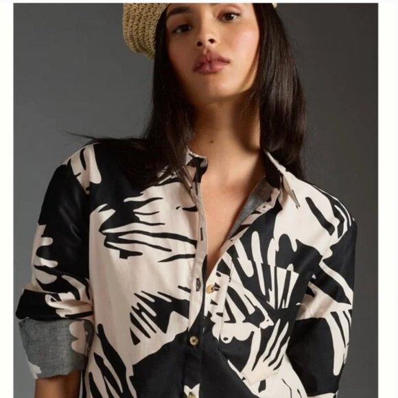 Anthropologie Maeve Soren Long Sleeve Bird Print Dress Size Medium P - Picture 4 of 12